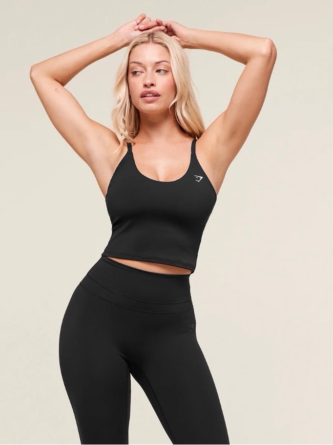 Gymshark Training Cami Tank With Shelf, Sz Xs, Black